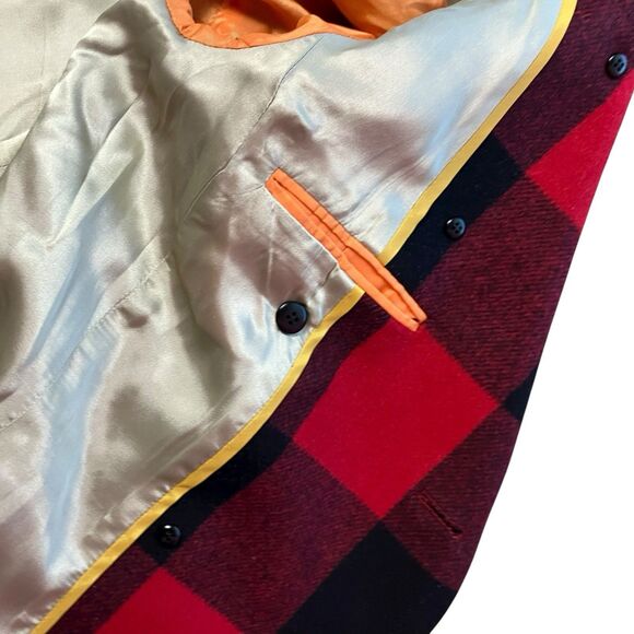 J Crew‎ Womens 2 Red Black Buffalo Plaid Wool Peacoat Fall Lumberjack - Picture 14 of 16